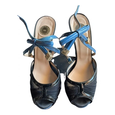 Pre-owned Elisabetta Franchi Patent Leather Sandals In Blue