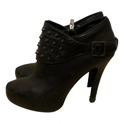 Pre-owned Ash Leather Ankle Boots In Black