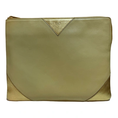 Pre-owned Celine Trio Leather Clutch Bag In Gold