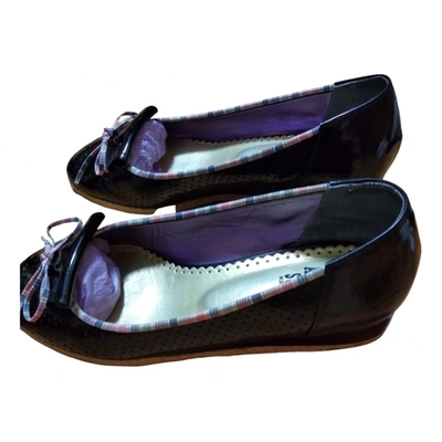 Pre-owned Anna Sui Vegan Leather Ballet Flats In Purple