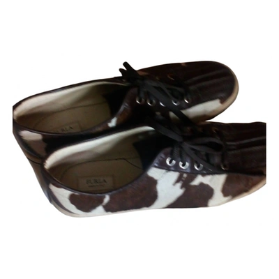 Pre-owned Furla Pony-style Calfskin Trainers In Brown