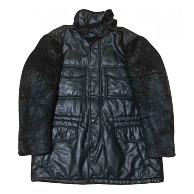 Pre-owned Issey Miyake Leather Coat In Black