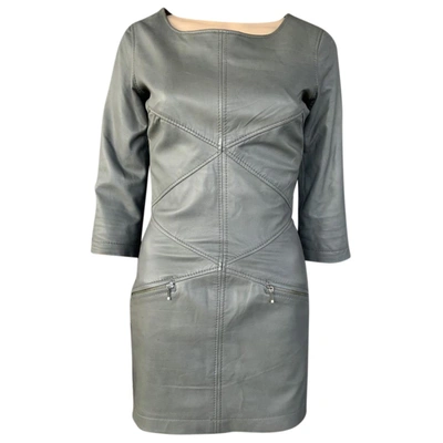 Pre-owned Bruuns Bazaar Leather Mini Dress In Grey
