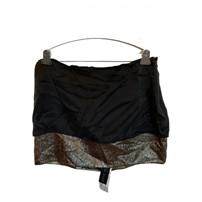 Pre-owned Twisty Parallel Universe Silk Mini Skirt In Black