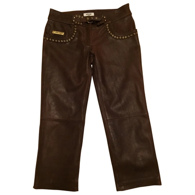 Pre-owned Moschino Love Leather Trousers In Brown