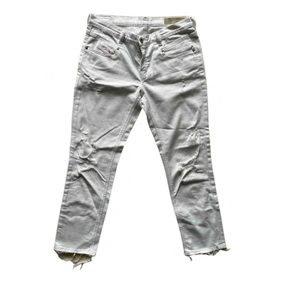 Pre-owned Diesel White Cotton - Elasthane Jeans