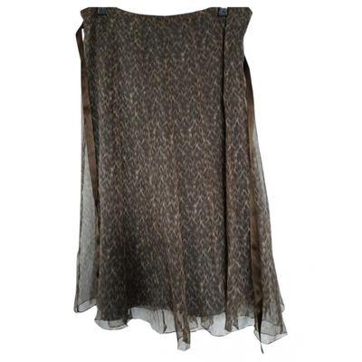 Pre-owned Windsor Silk Mid-length Skirt In Brown