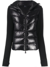 Moncler Cardigan With Hood And Padding In Nero