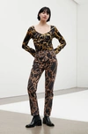 Ganni Cutye-cropped Printed Slim-straight Jeans In Black