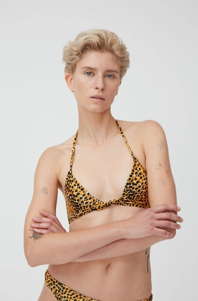 Ganni Recycled Printed Twisted Bikini Top Bright Marigold Size 42