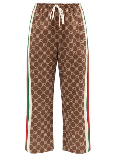 Gucci Technical Jersey Logo Casual Trousers In Multicolor