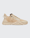 Fendi Flow Side-zip Trainer Sneakers In Beige Tabacco Ner