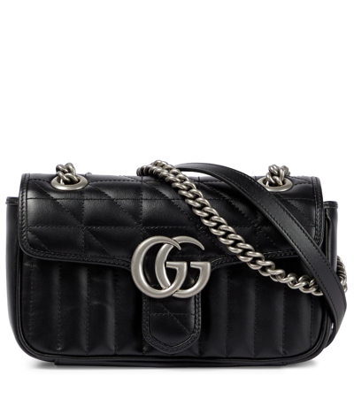 Gucci Gg Marmont Mini Leather Shoulder Bag In Nero