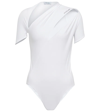 Mugler Logo-printed Cutout Bodysuit In White