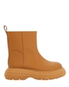 Gia Borghini Beige Leather Ankle Boots With Chunky Sole In Brown