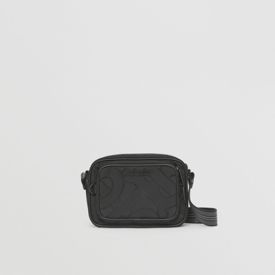 Burberry Tb Monogram Jacquard Cross-body Bag In Black
