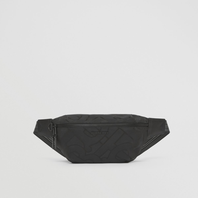 Burberry Monogram Jacquard Sonny Bum Bag In Black