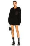 Ser.o.ya Devin Distressed Cotton Crewneck Sweater Dress In Black