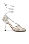Bottega Veneta Stretch Metallic Leather Sandals In Silver