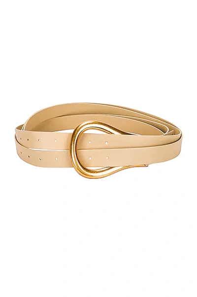 Bottega Veneta Leather Belt In Porridge & Gold