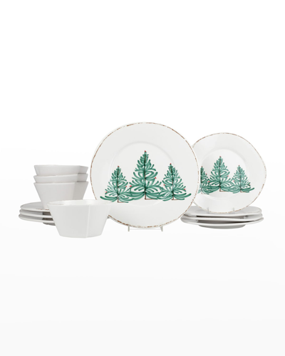 Vietri Melamine Lastra Holiday 12-piece Dinnerware Set In White