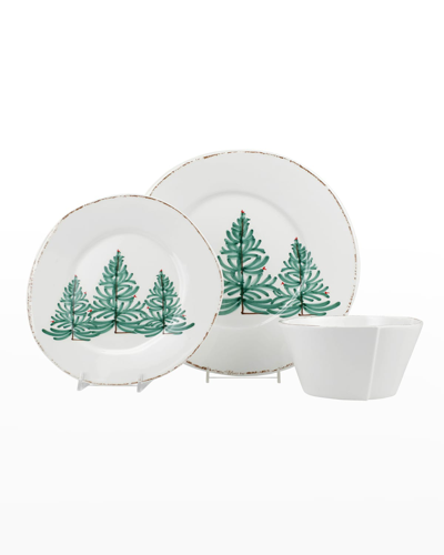 Vietri Melamine Lastra Holiday 3 Piece Place Setting In White