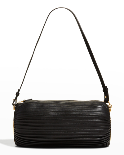 Loewe Pleated Bracelet Pouch Shoulder Bag In Black