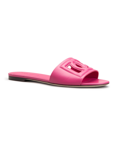 Dolce & Gabbana Cutout Dg Flat Slide Sandals In Glicine