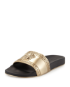 Versace Gold Medusa Slides In Black/gold