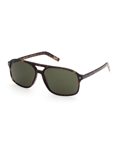 Ermenegildo Zegna Men's Tortoiseshell Double-bridge Aviator Sunglasses In Green