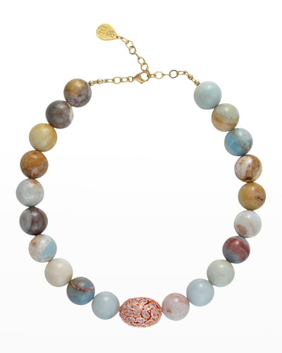 Devon Leigh Amazonite And Diamond-illusion Necklace In Multi Color