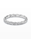 David Yurman 2.7mm Petite Paveflex Ring With Diamonds In 18k White Gold In White Gold