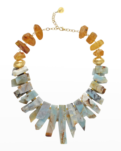 Devon Leigh Amazonite And Amber Necklace In Multi Color