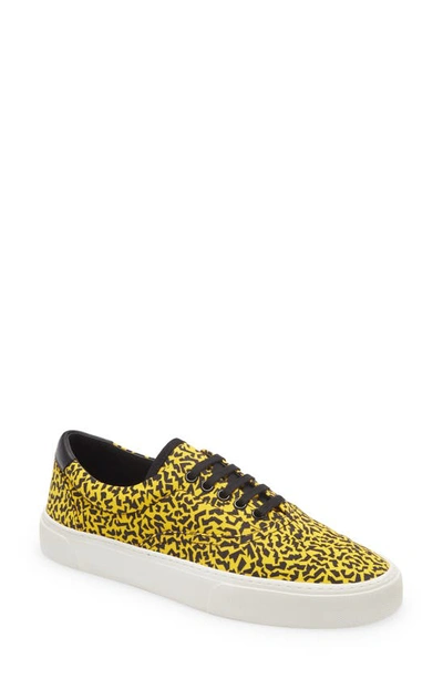 Saint Laurent Venice Sparkle-print Low-top Sneakers In Yellow