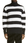 FENDI STRIPE TURTLENECK MOHAIR BLEND SWEATER,FZY491-AH34