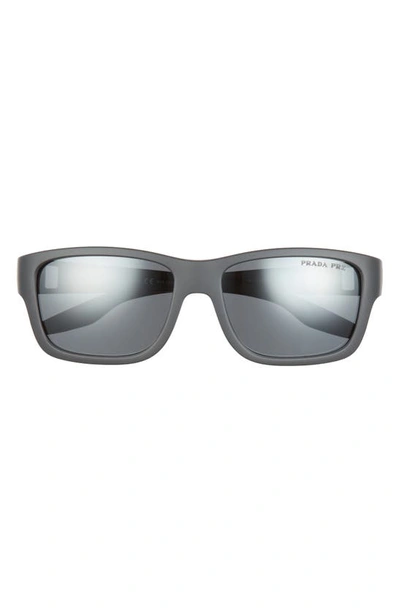 Prada Pillow 59mm Sunglasses In Grey Rubber Mirror Silver