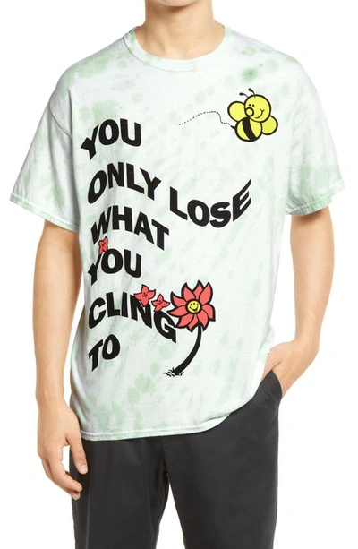 Altru You Only Lose What You Cling To Graphic Tee In Moss Green Tie Dye