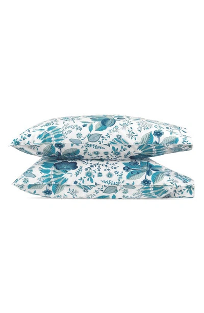 Matouk Pomegranate Set Of 2 500 Thread Count Pillowcases In Prussian Blue
