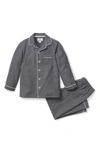 Petite Plume Kids' Gray Flannel Two-piece Pajamas In Grey