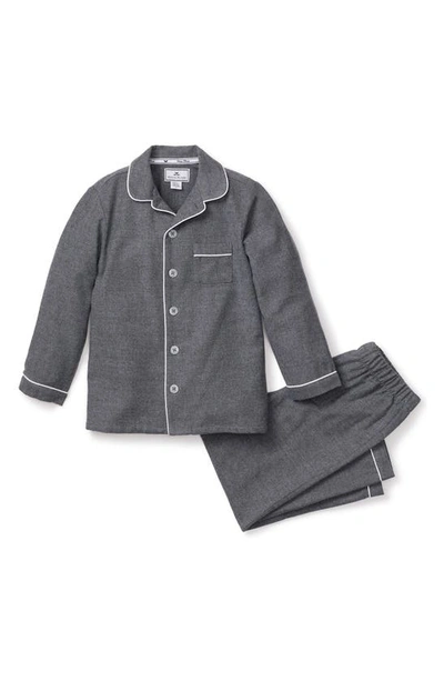 Petite Plume Kids' Gray Flannel Two-piece Pajamas In Grey