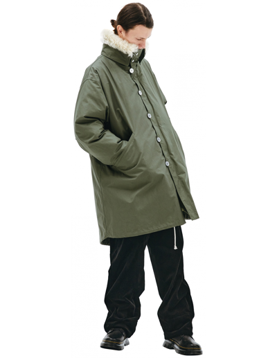 Jil Sander Parka With Fur Collar In Khaki