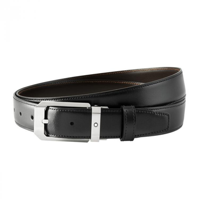 Montblanc Reversible Leather Belt In Black