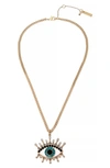 Kurt Geiger Evil Eye Pendant Necklace, 16-18 In Teal