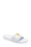 Nike Victori One Sport Slide In White/wolf Grey/pure Platinum/metallic Gold