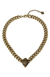 Kurt Geiger Eagle Collar Necklace In Antique Gold