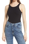 Good American - Chunky Rib Tank Top In Black In Black001