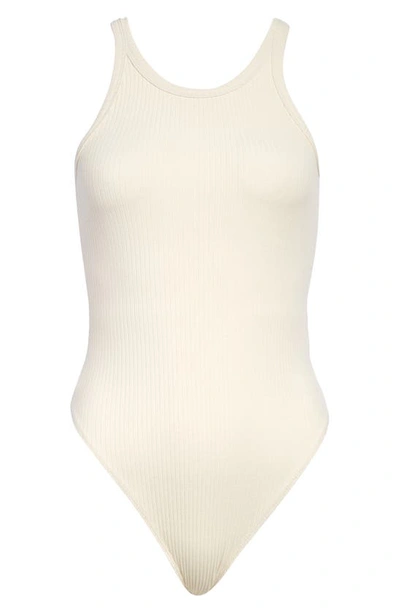 Good American Chunky Rib Tank Bodysuit In Bone001