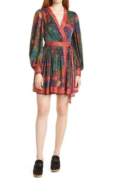 farm rio flora tapestry red long sleeve mini dress Red Amanda Stripes Tapestry Quilted Mini Dress