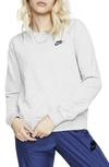 Nike Sportswear Essential Fleece Crewneck Sweatshirt In Birch Heather/black