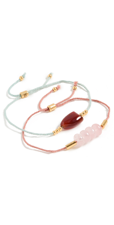 Madewell Stone Collection Friendship Bracelet Set In Rose Quartz Blend